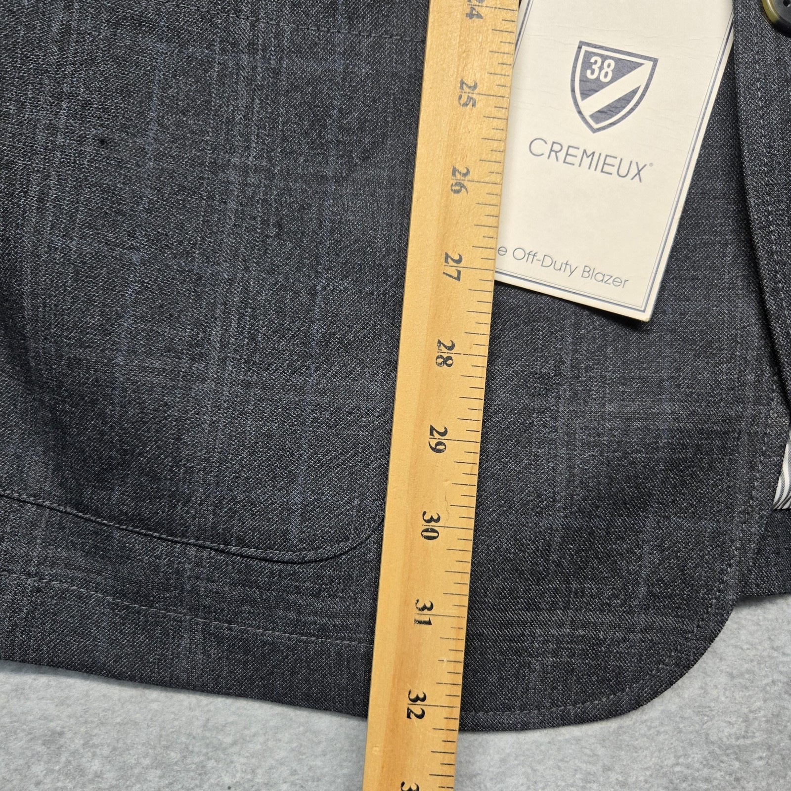Cremieux Blazer Mens Large Dark Grey Check Plaid Off-Duty Jacket Wool Blend