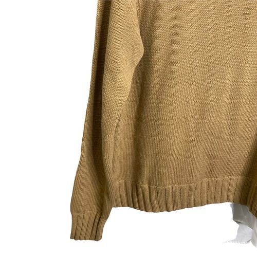 Lauren Ralph Lauren Layered Crest Sweater Camel Tan White Collar RLMWB-G L