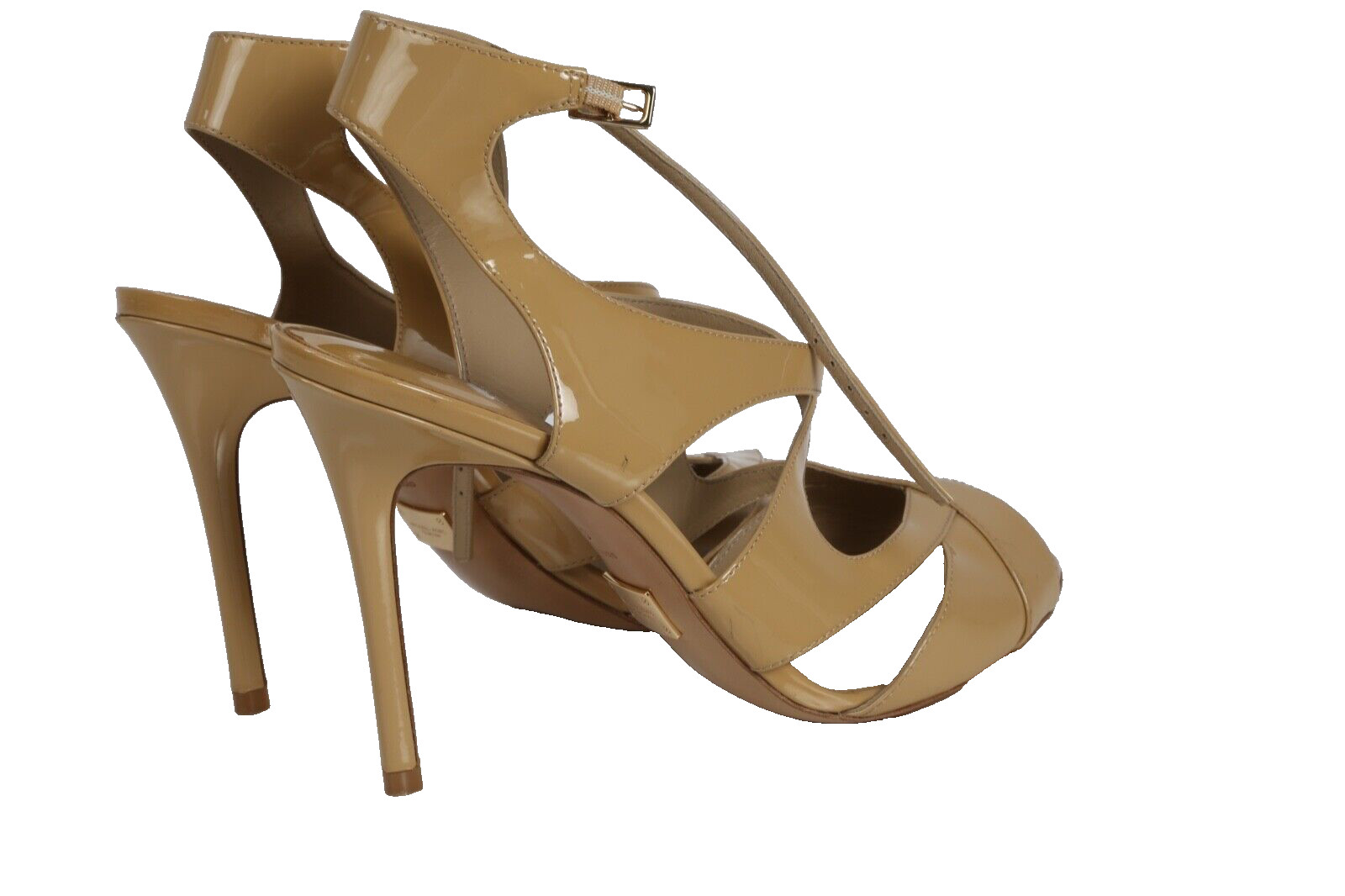 Michael Kors Collection Beige Nude Patent Leather Strappy Heel Sandals Size 40