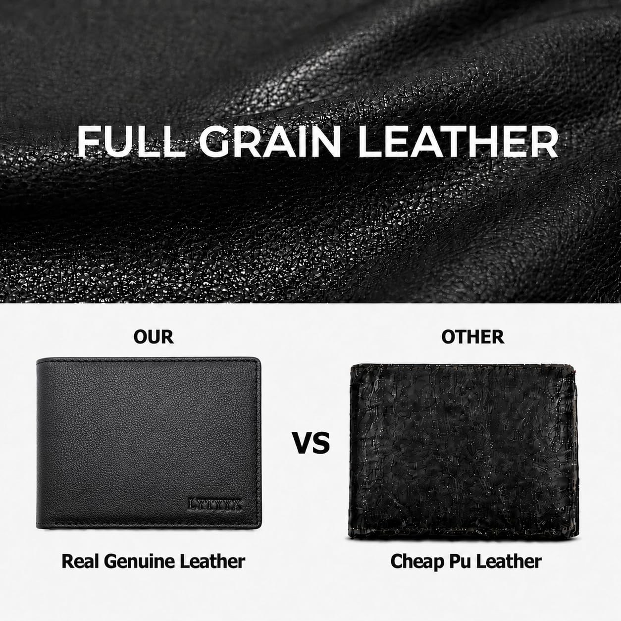 LYTYYX Wallet for Men Slim RFID Blocking 4.3 x 3.2 x 0.6 inches, Black