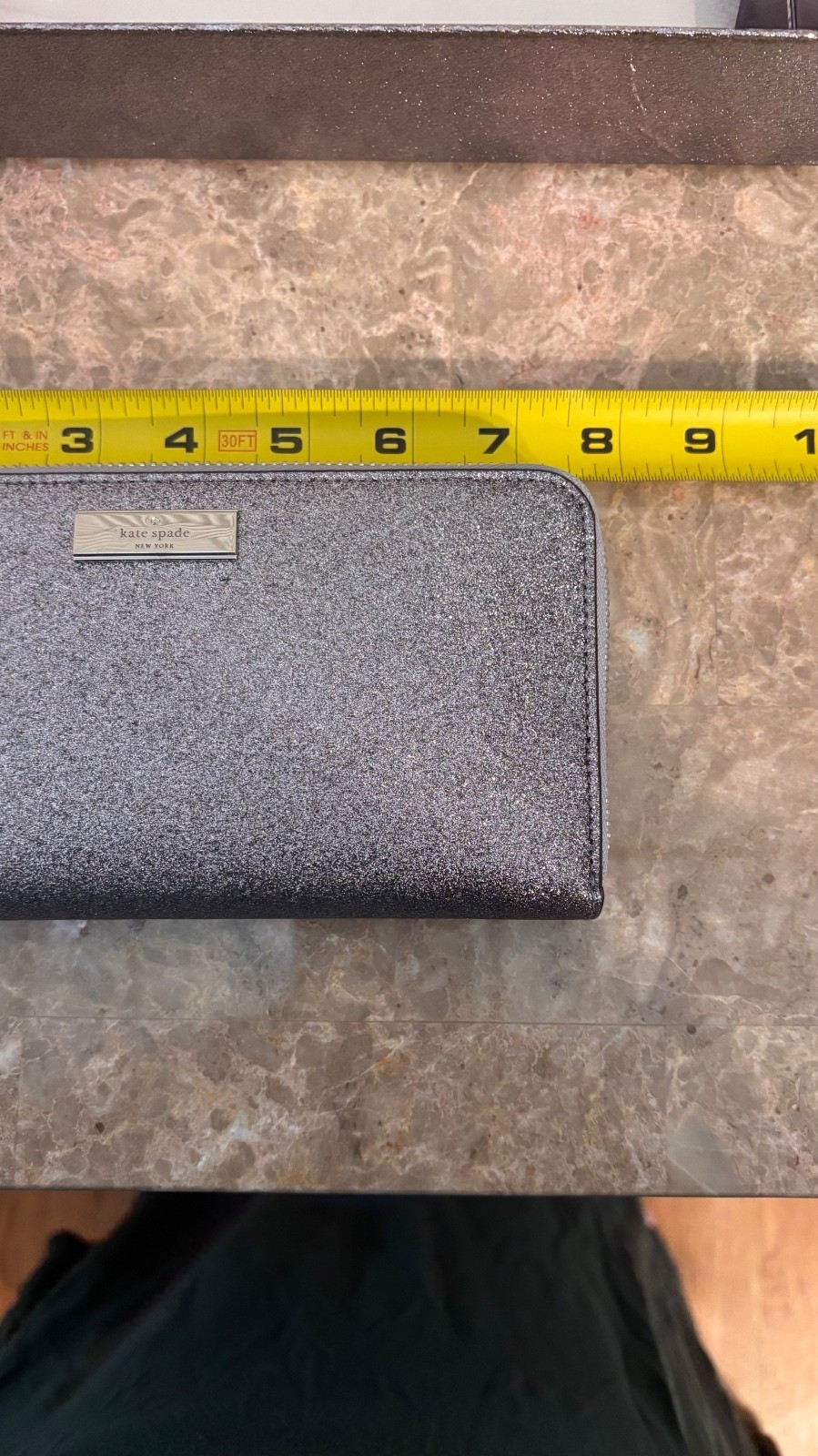 Kate Spade New York Glitter Zip-Around Wallet – Silver | NWT in Gift Box