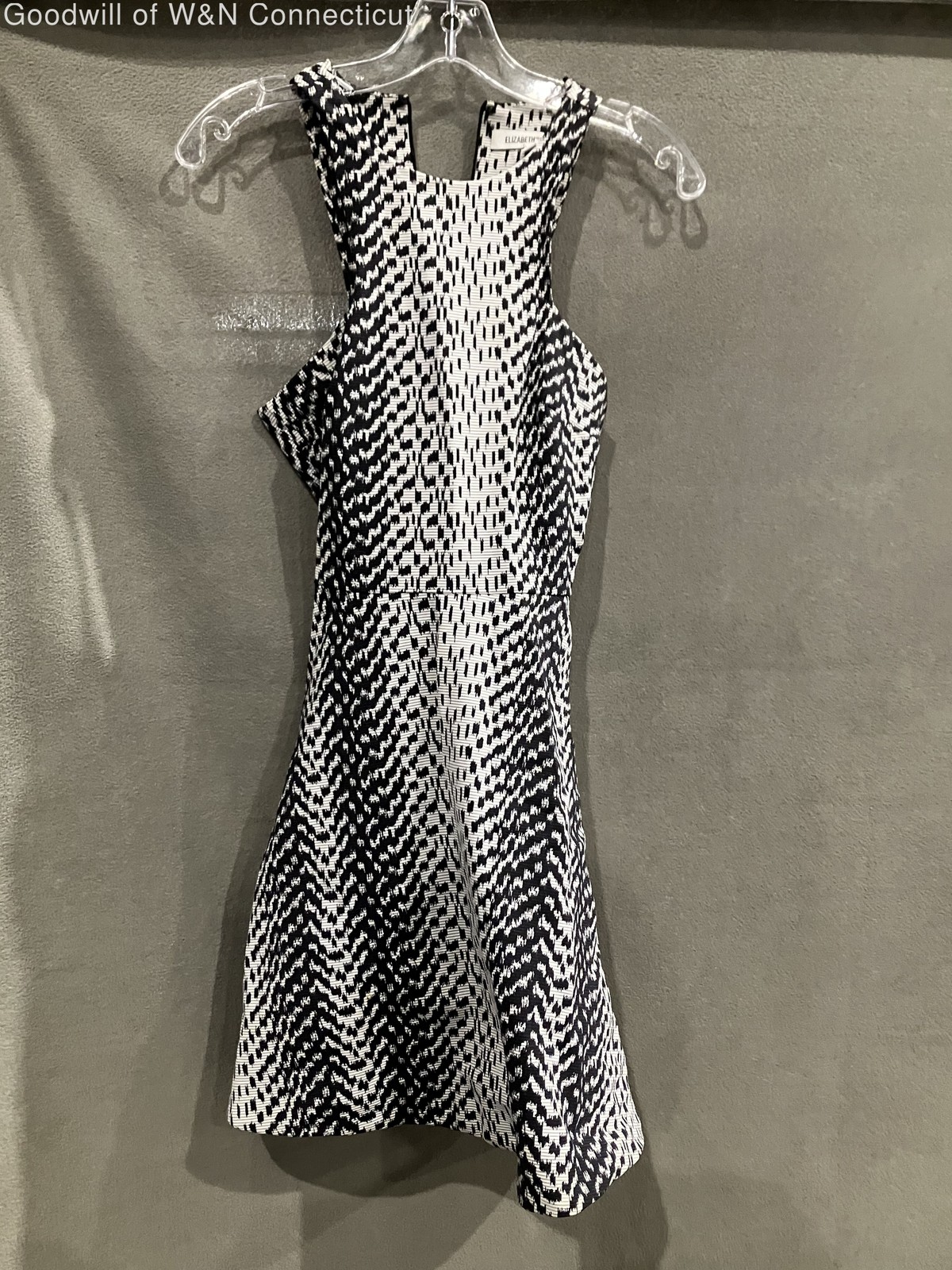 Elizabeth and James Women’s Black White Geometric Print Sleeveless Dress Sz 2