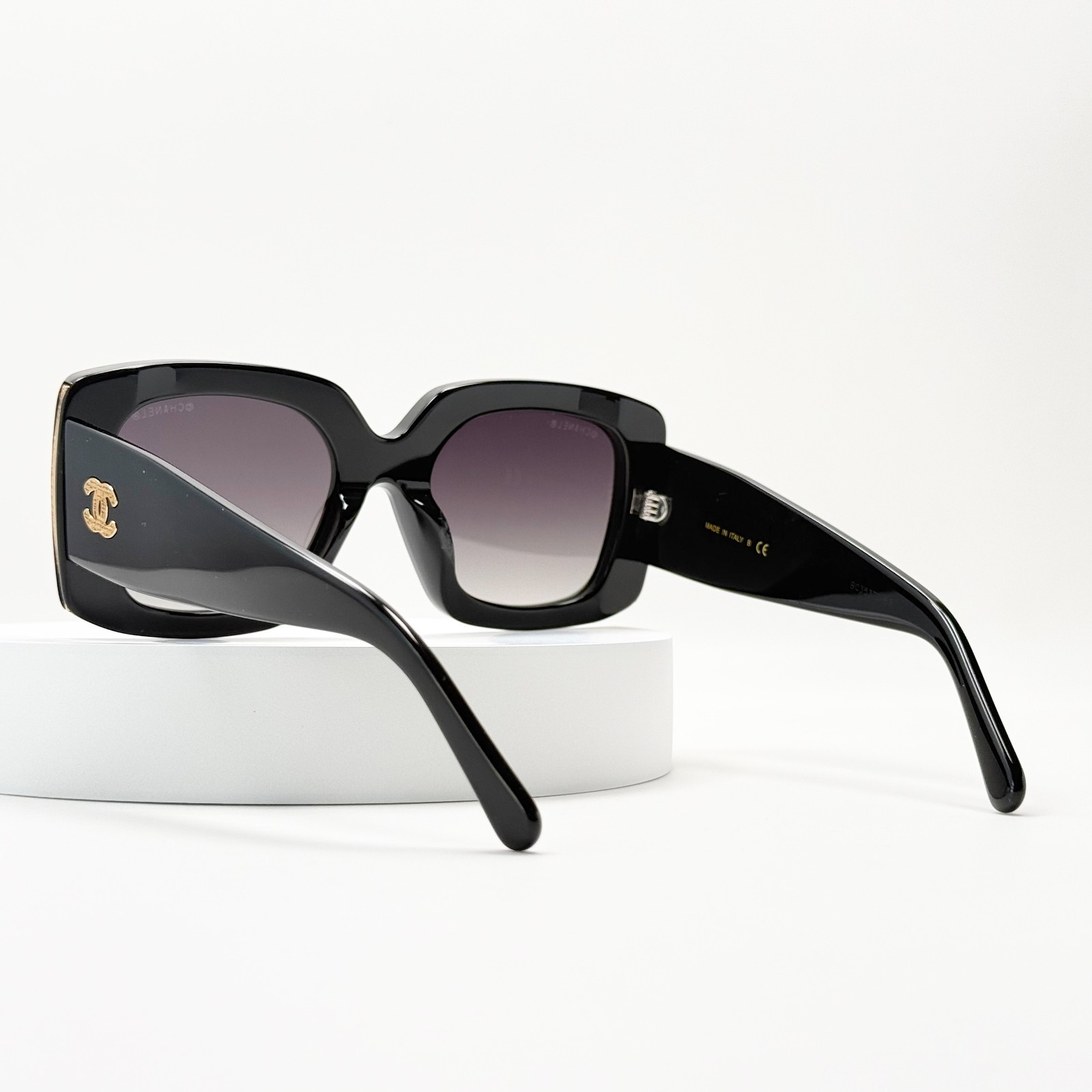Chanel CH5435 Rectangle Sunglasses Black Frame Gray Gradient Lens