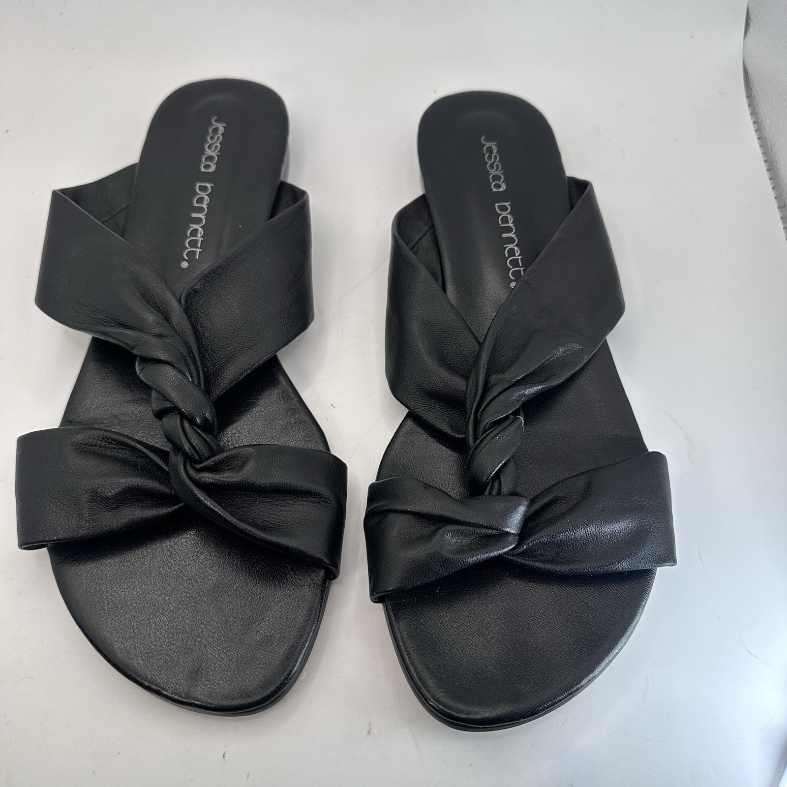 Jessica Bennett Strappy Open Toe Sandals Black Leather Twist 9 European Summer