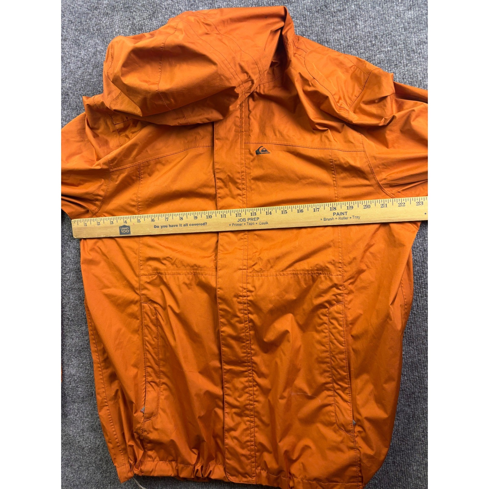 Quiksilver Mountain Division Jacket Mens Large Orange Ripstop Hooded Windbreaker