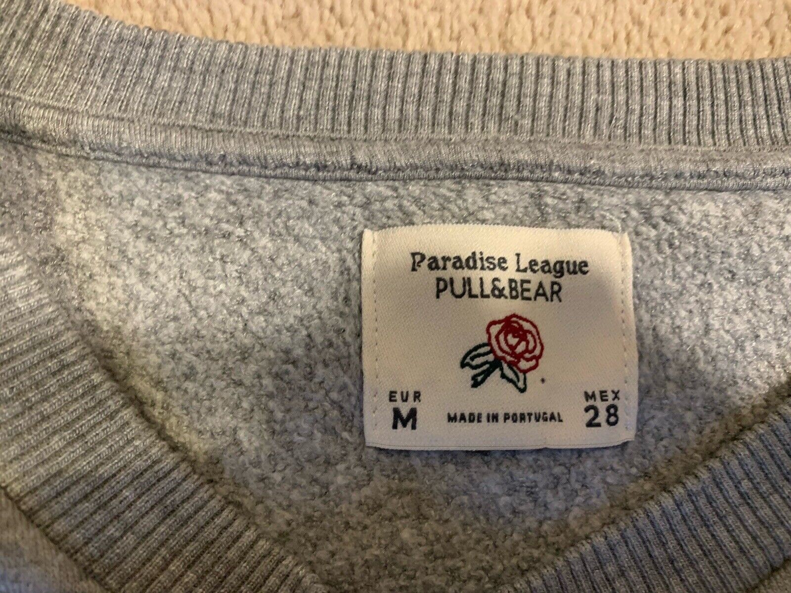 Pull & Bear Sweatshirt Womens Size Medium Grey White Blue Pullover Free ReturnS