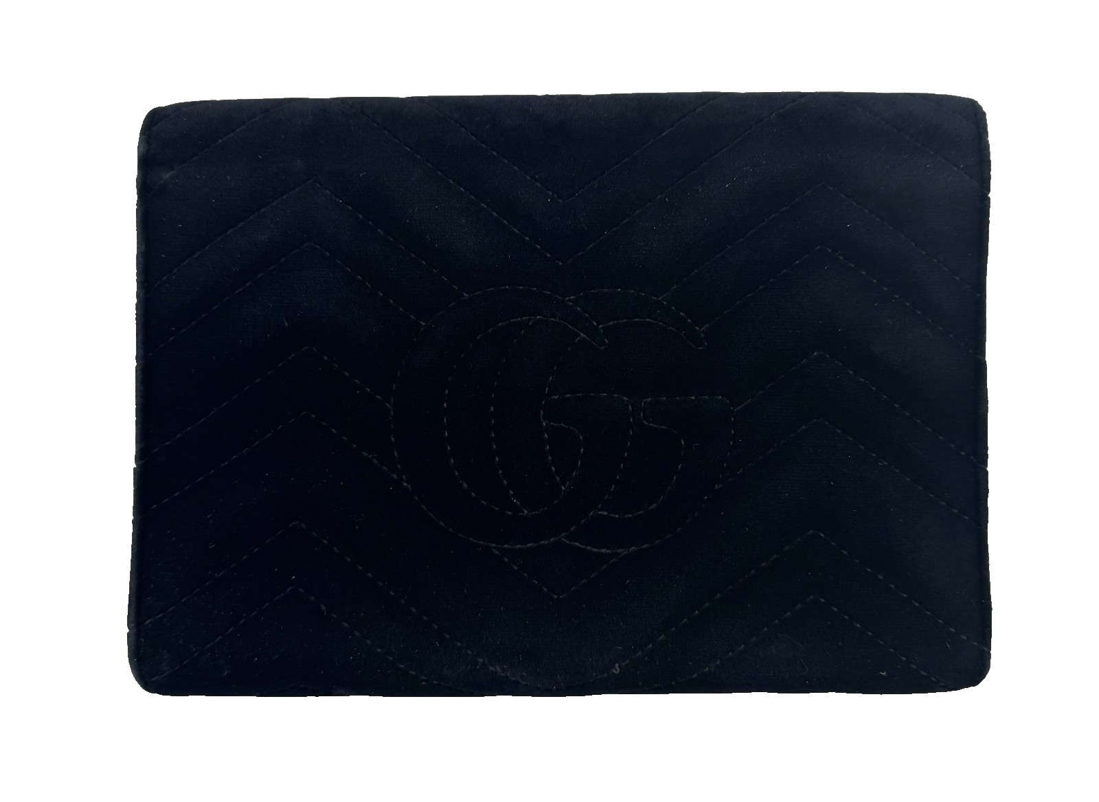 Gucci Auth Black Velvet Leather GG Marmont Mini Chain Strap Bag Wallet Crossbody
