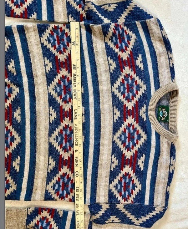 Vintage 1990s Jantzen Aztec Pattern Knitted Crewneck Sweater Mens XL