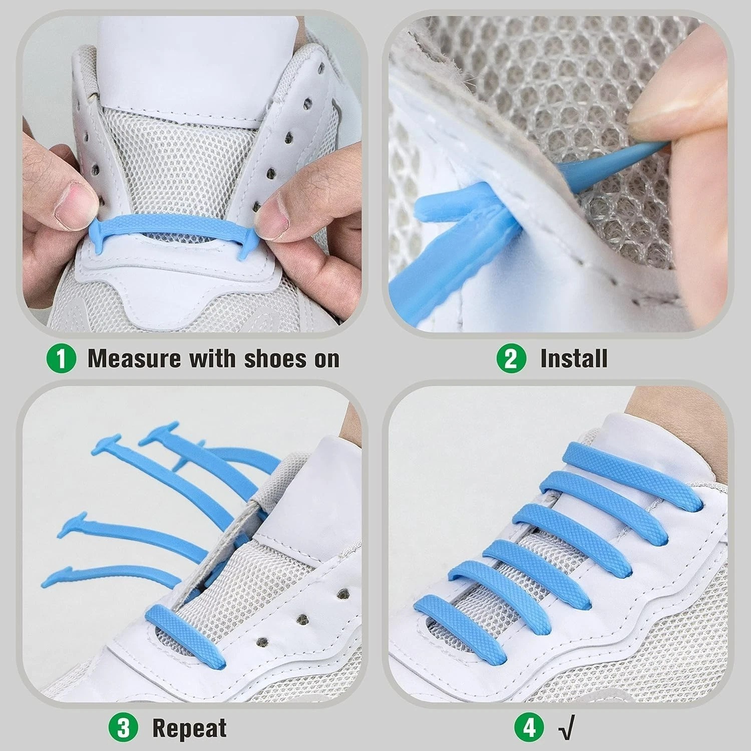 Stylish Green No Tie Shoelaces – Waterproof & Comfortable Elastic Laces for All