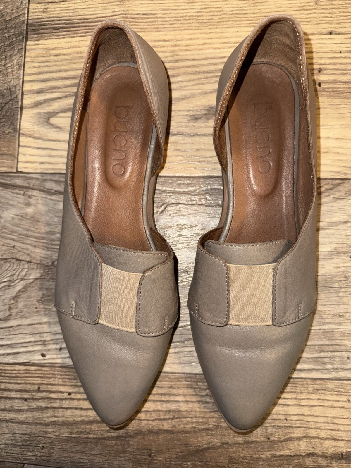 Bueno Brenda Grey Leather Flats Women’s EU 38 Minimalist Comfort Ballet Loafers