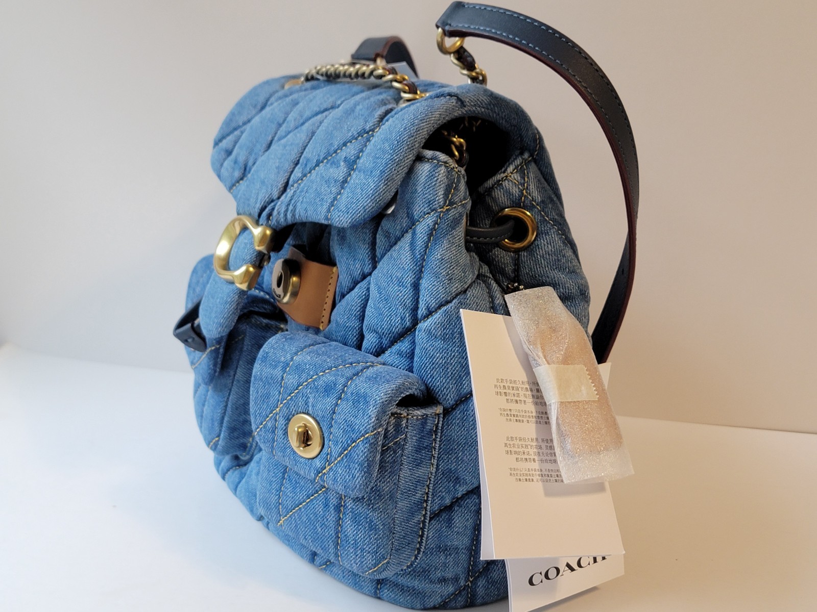 COACH NWT CZ747 Denim Tabby Backpack Quilting INDIGO Color Crossbody Handbag