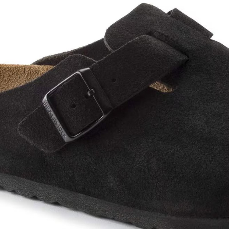 Birkenstock Boston Soft Footbed Black Suede Leather Unisex Casual Shoes US Sizes