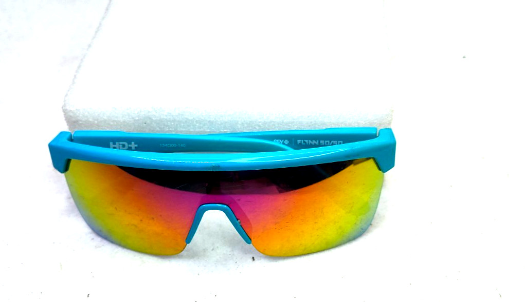 SPY + Matte Teal Flynn 50/50 Shield MIRRORED SUNGLASSES 134-00-140 Scratches