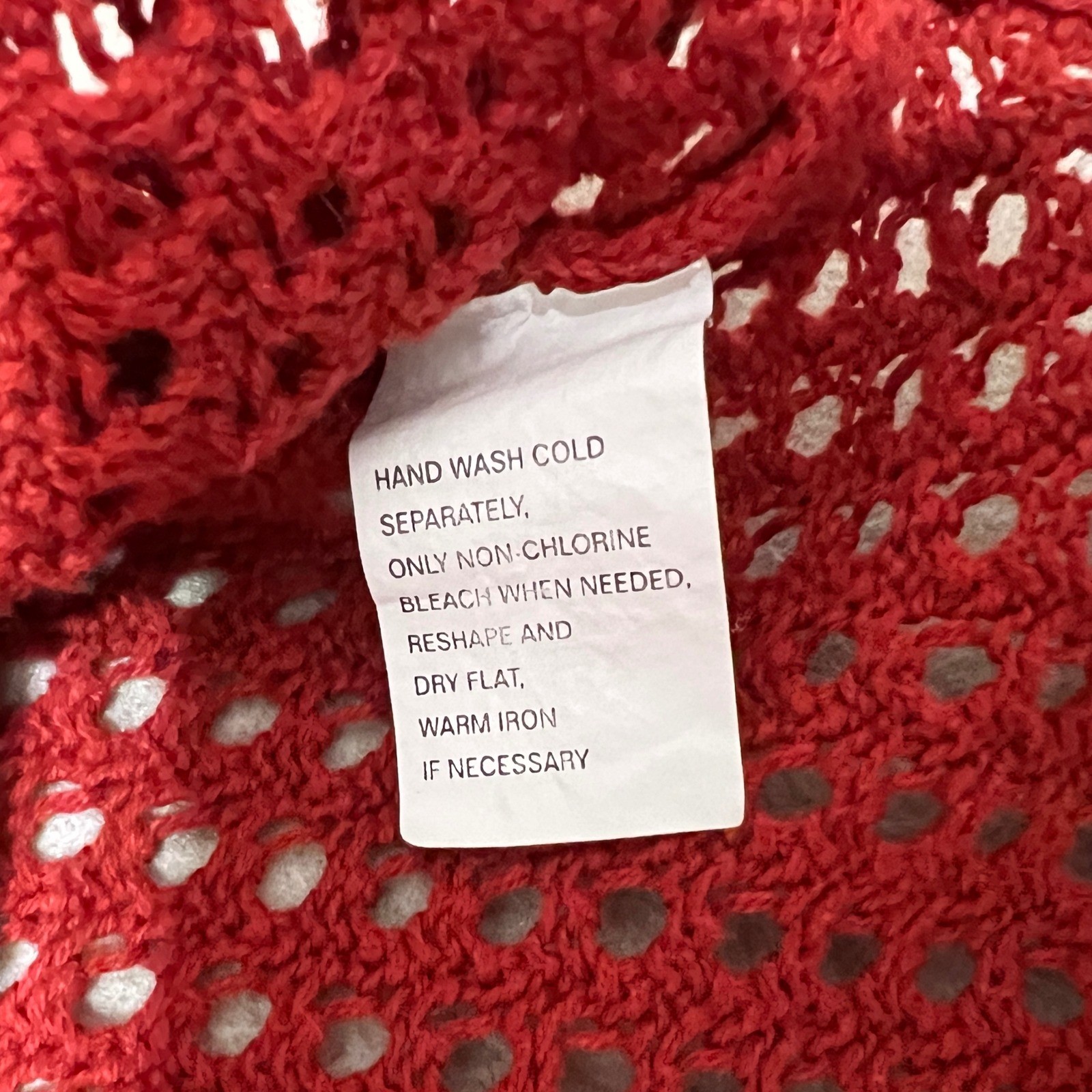 Jeanne Pierre Open Knit Cable Pointelle Cotton Sweater Rust Orange Red – Medium