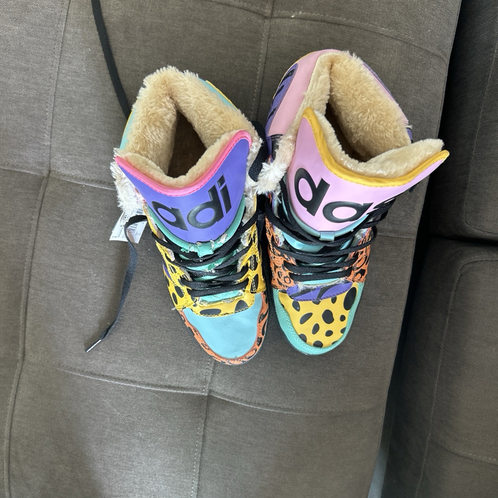 adidas Jeremy Scott Instinct High Top Sneakers Multicolor Animal Print Size 7