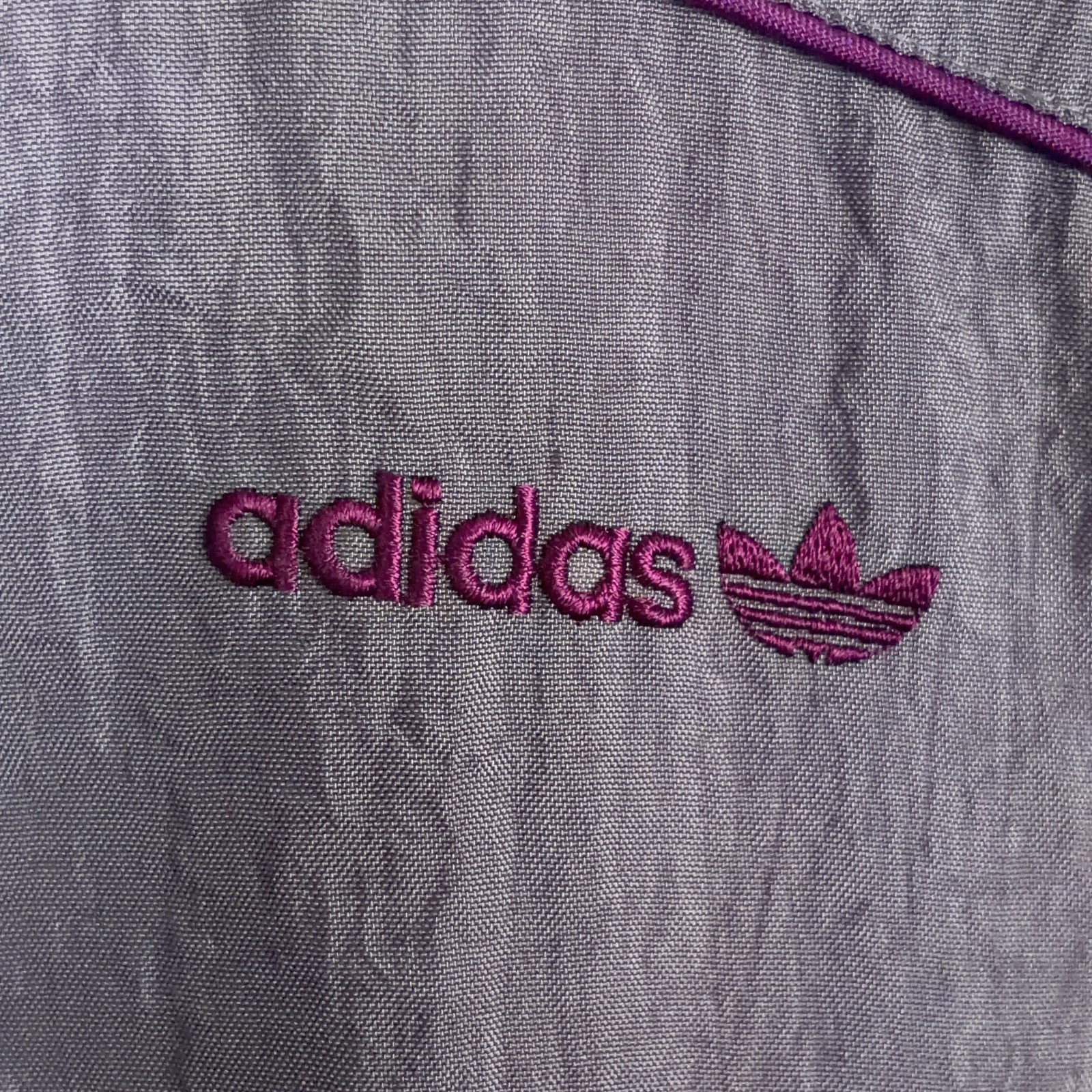 Vintage Adidas Track Jacket Mens Size Large Grey Purple Fleece Lined Retro Sport