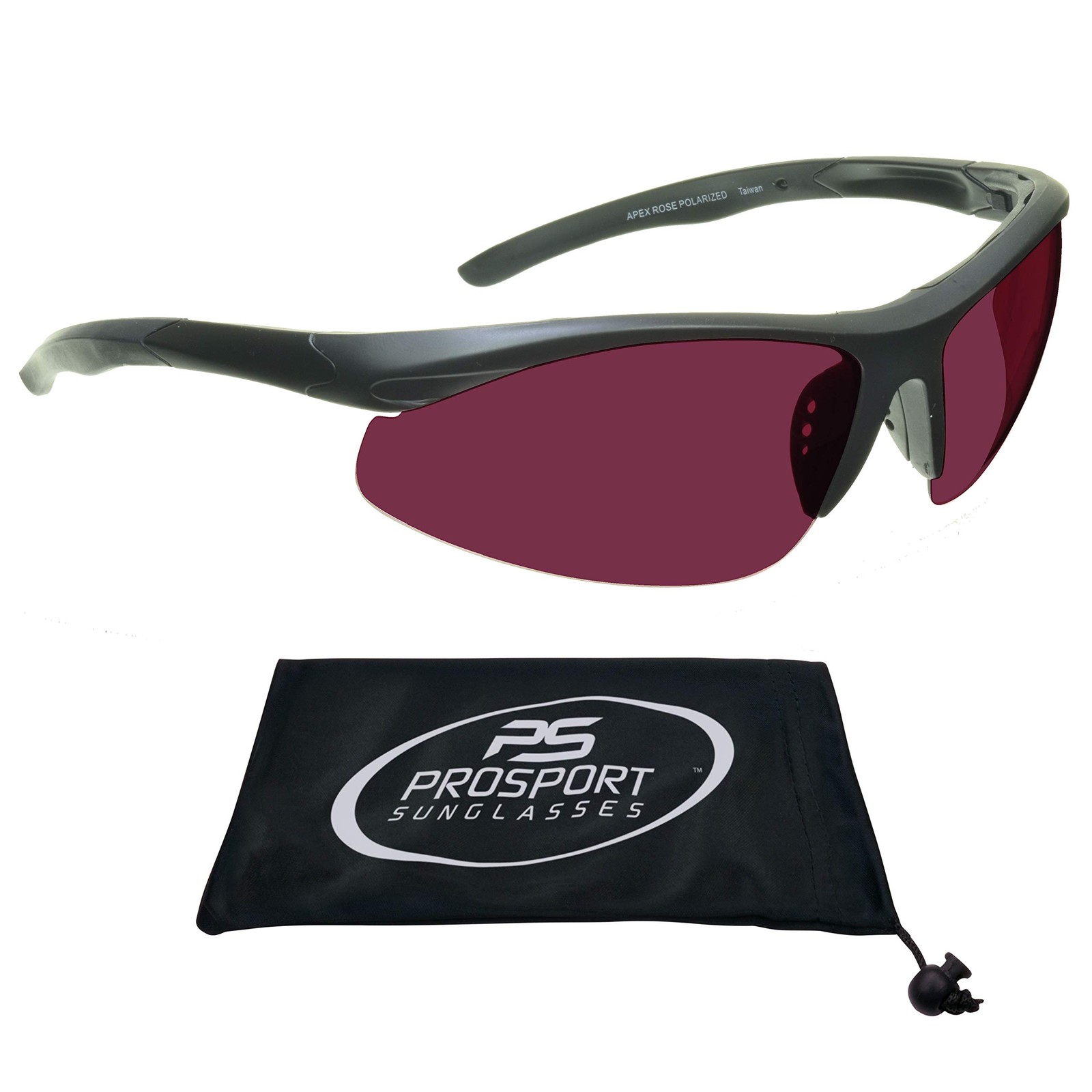 proSPORT Rose Pink Tinted Polarized Sport Sunglass Durable TR90 Large,