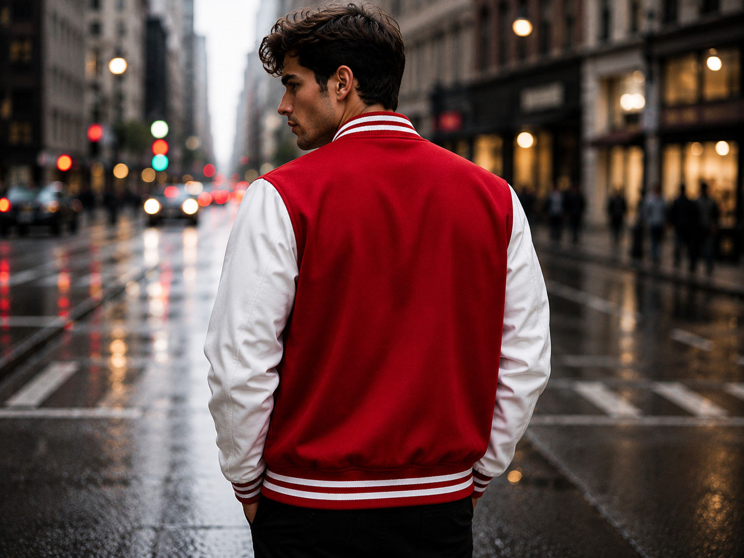 Men’s Two Tone Varsity Jacket Letterman Bomber Coat Custom Logo XS-5XL