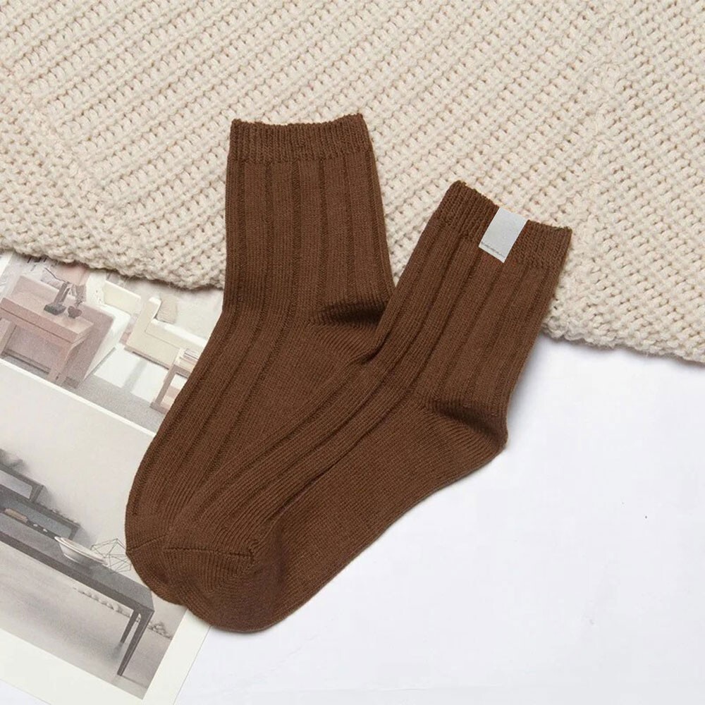 3 Pair Casual Crew Socks Cotton Bright Mix Random Solid Colors NEW