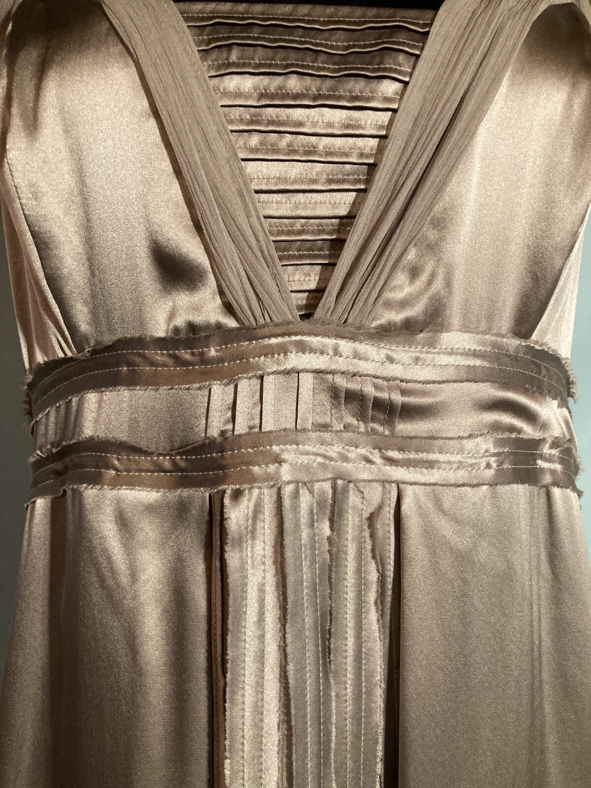 Apanage Silk Dress Silver/Grey Shimmer Lined 8/10 Medium Wedding Formal NWOT