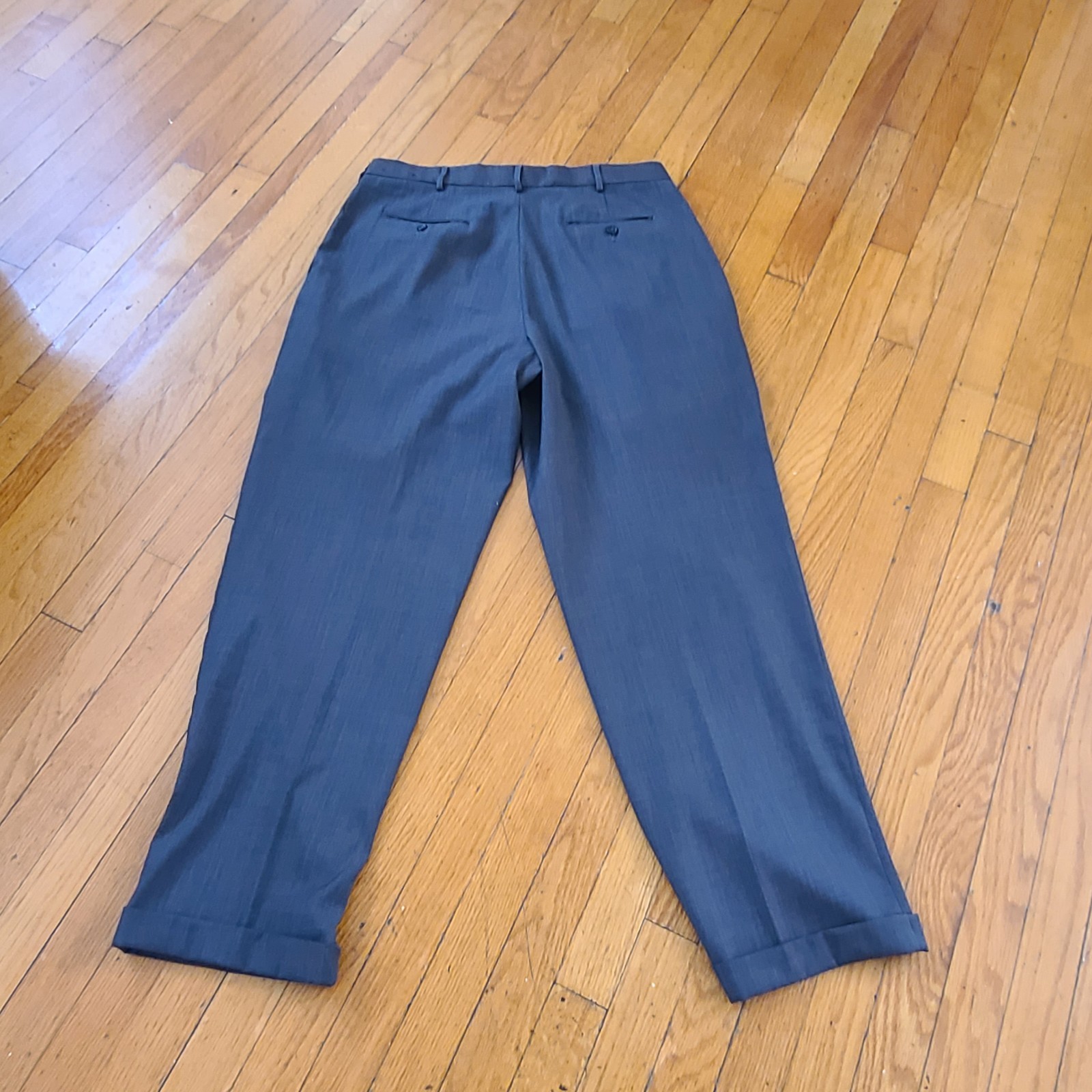 VTG Pleated Perry Ellis Portfolio Men’s 36×32 Polyester Blend Gray Dress Pants