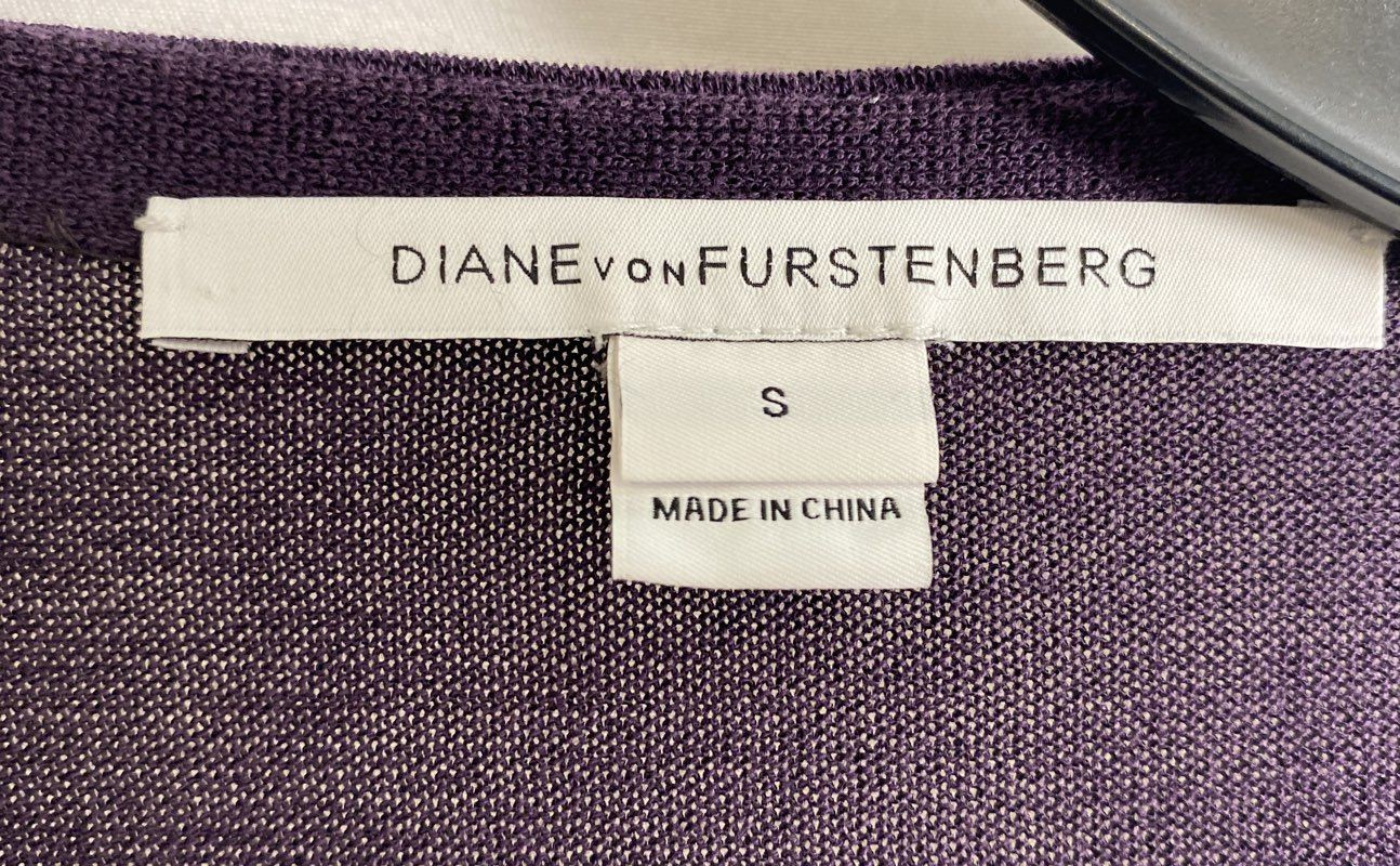 Diane von Furstenberg Women’s Purple Blue Abstract Floral Knit Wrap Dress Sz S