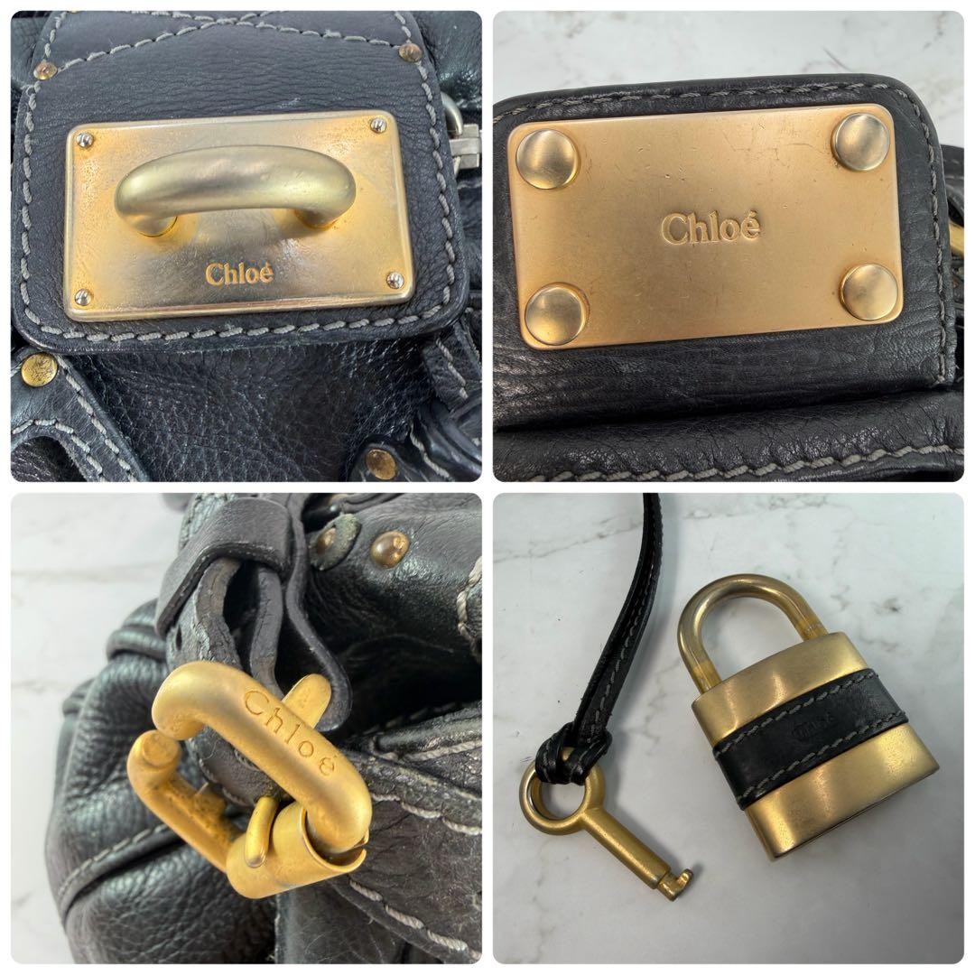 Chloe Paddington Black Leather Handbag Padlock Key Boston Bag Vintage Y2K