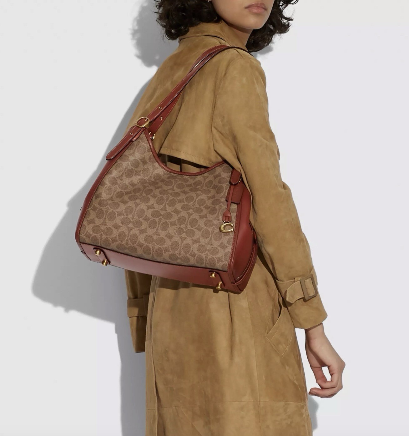 NWT Coach C4825 Lori Shoulder Bag In Signature Canvas & Calf Leather-Tan Rust