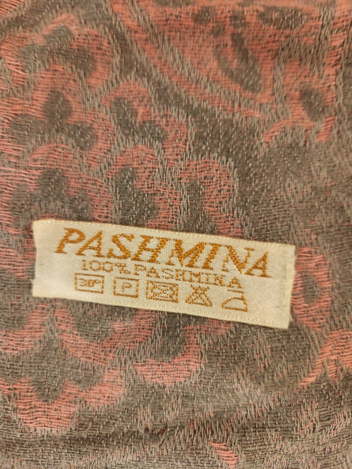 Pashmina Gray/Pink Floral Paisley Fringed Wool Scarf Shawl Wrap. 68×27