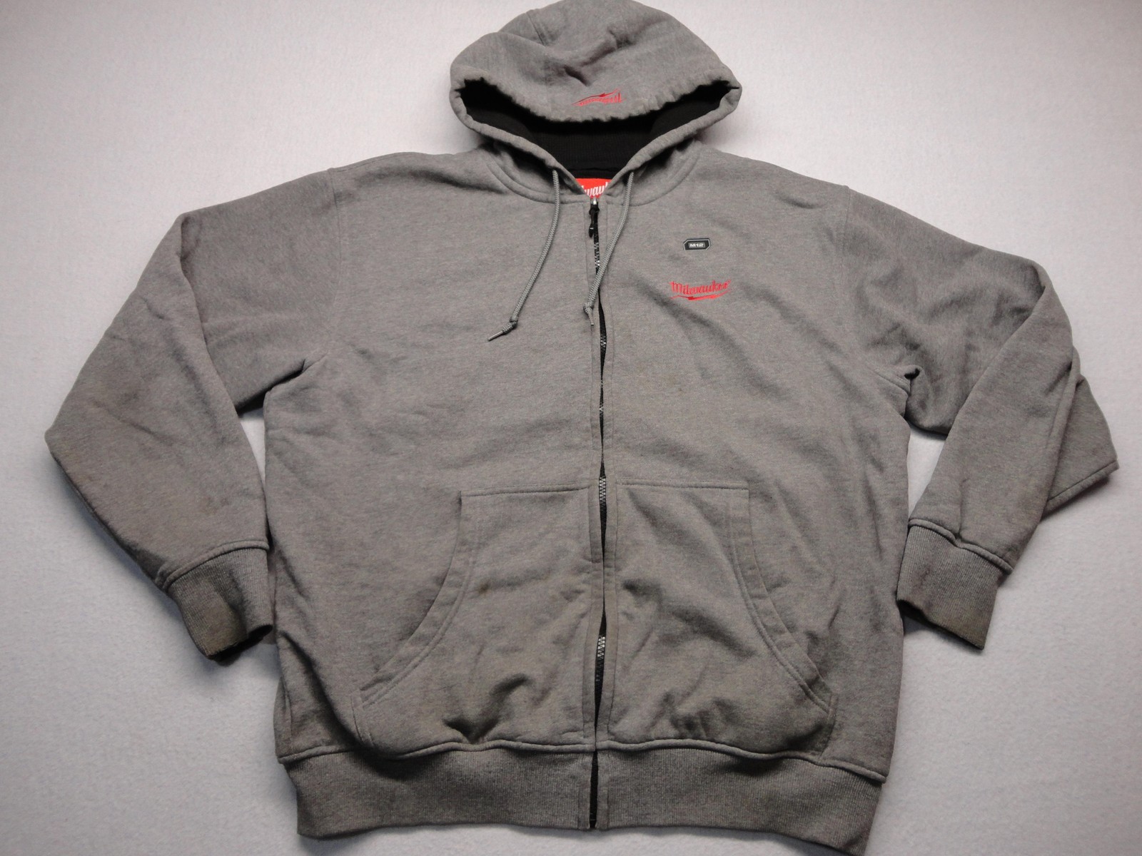 Milwaukee Hoodie Mens Large Gray M12 Heated Gear Full Zip Sweatshirt Workwear