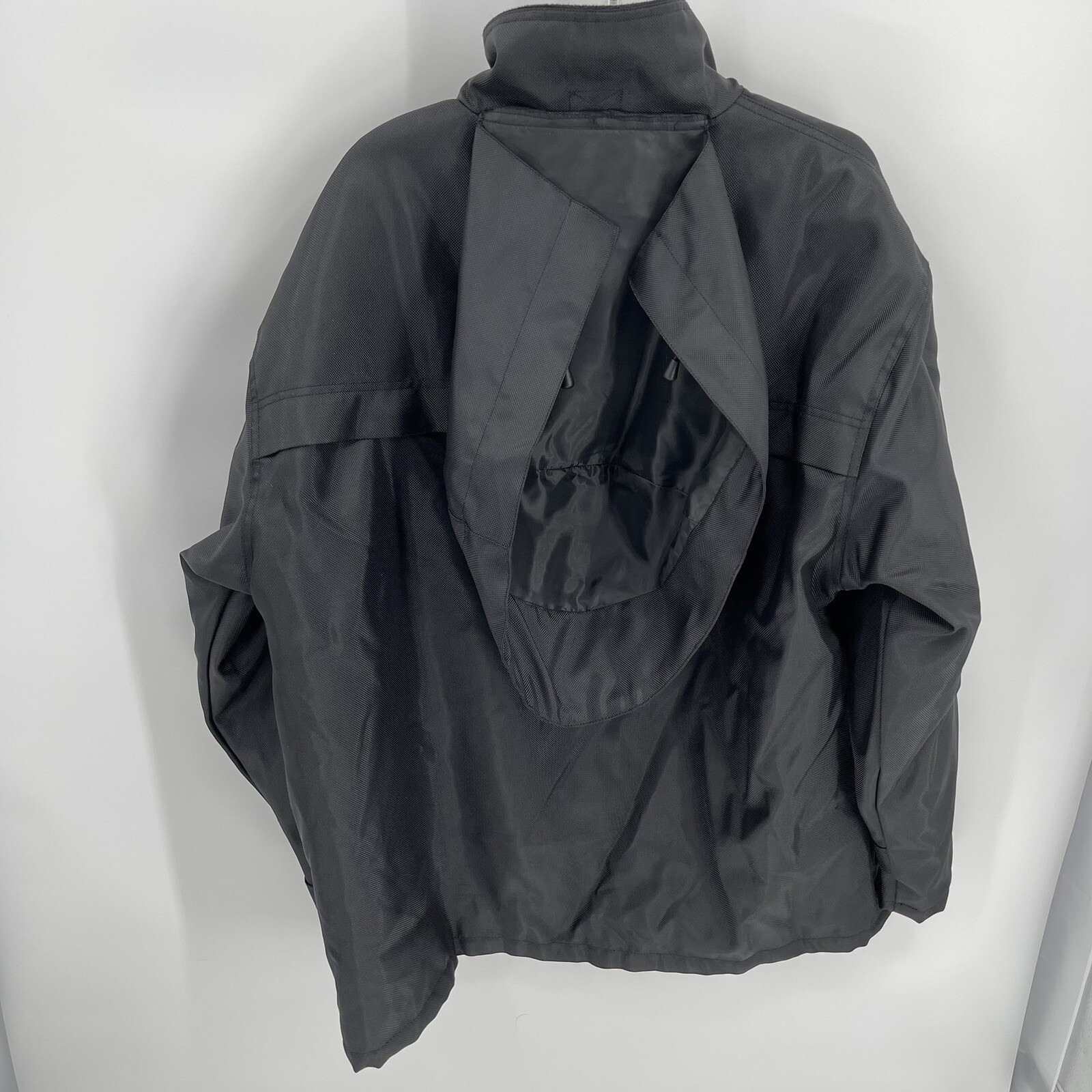 Mil-Tec Brand Men’s Size XL Tactical Jacket Rain Coat Black Hooded Pockets
