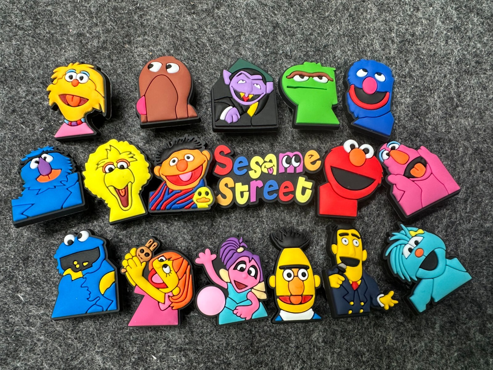 17 pcs shoe charms for croc Theme Charms sesame street Cartoon Shoe Charms