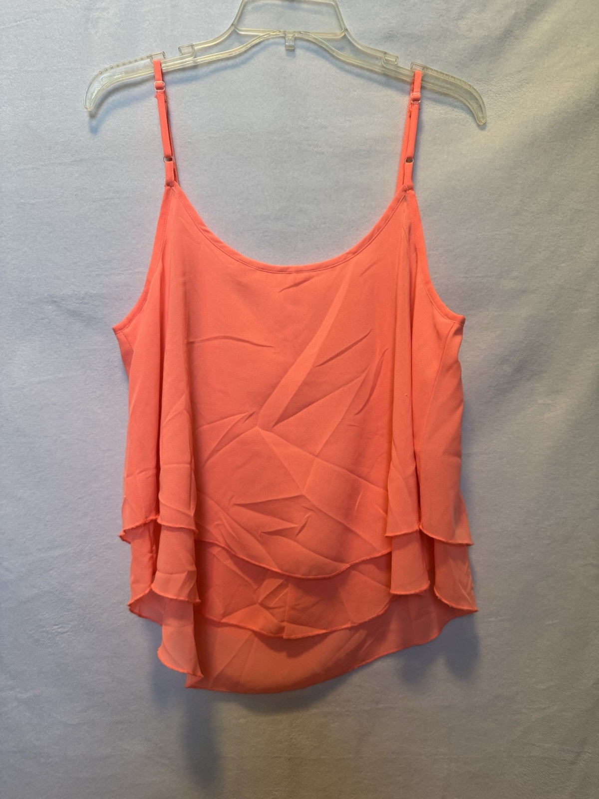 New Glory Orange Sheer Cami Top Large Studded Beaded Tiered Y2K Boho Chic Flowy
