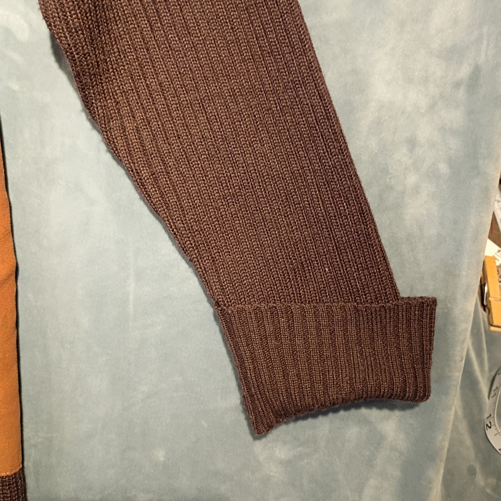 Jaclyn Smith Classic Plus Brown Faux Suede Front Zip Wool Blend Sweater 1X