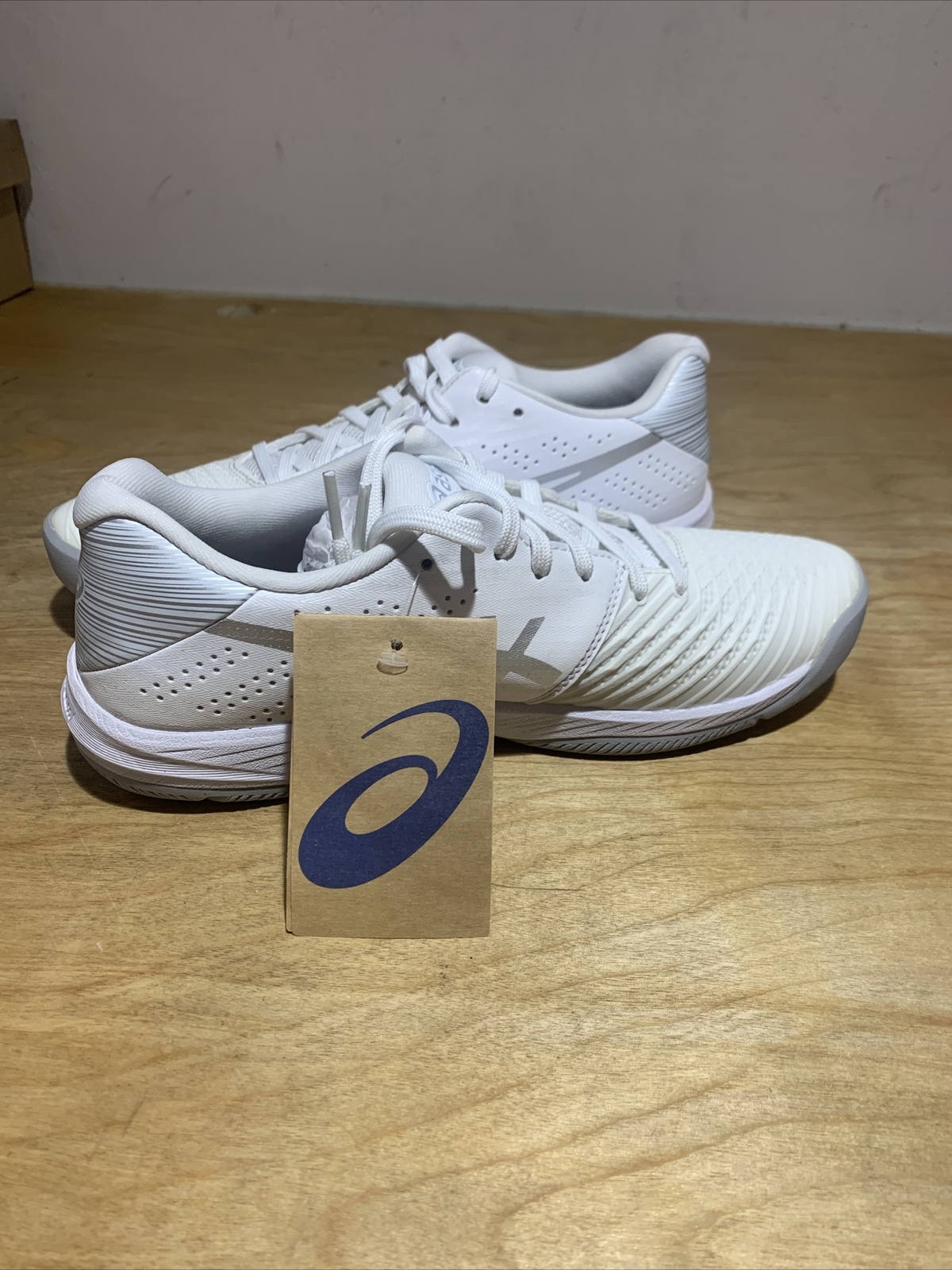 Size 8.5 B- Asics Solution Swift FF Tennis Shoes Womens White/Pure Silver