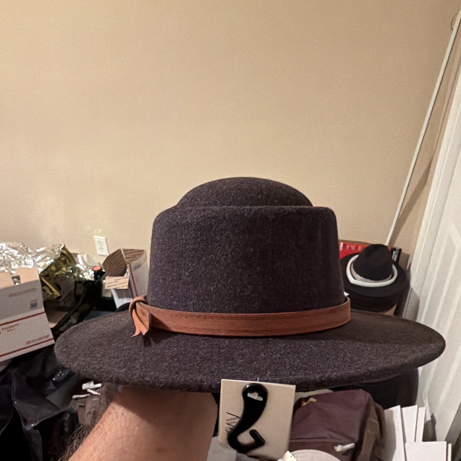 Gray Fedora Hat w/ Brown Band Solid Unisex Adults Size L New with Tags