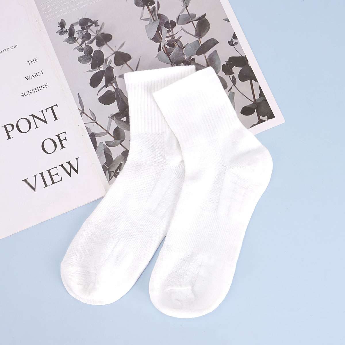 1/2/5 Pairs Mens Crew Socks for Work Sports Athletic Cotton Socks Size 5.5-11