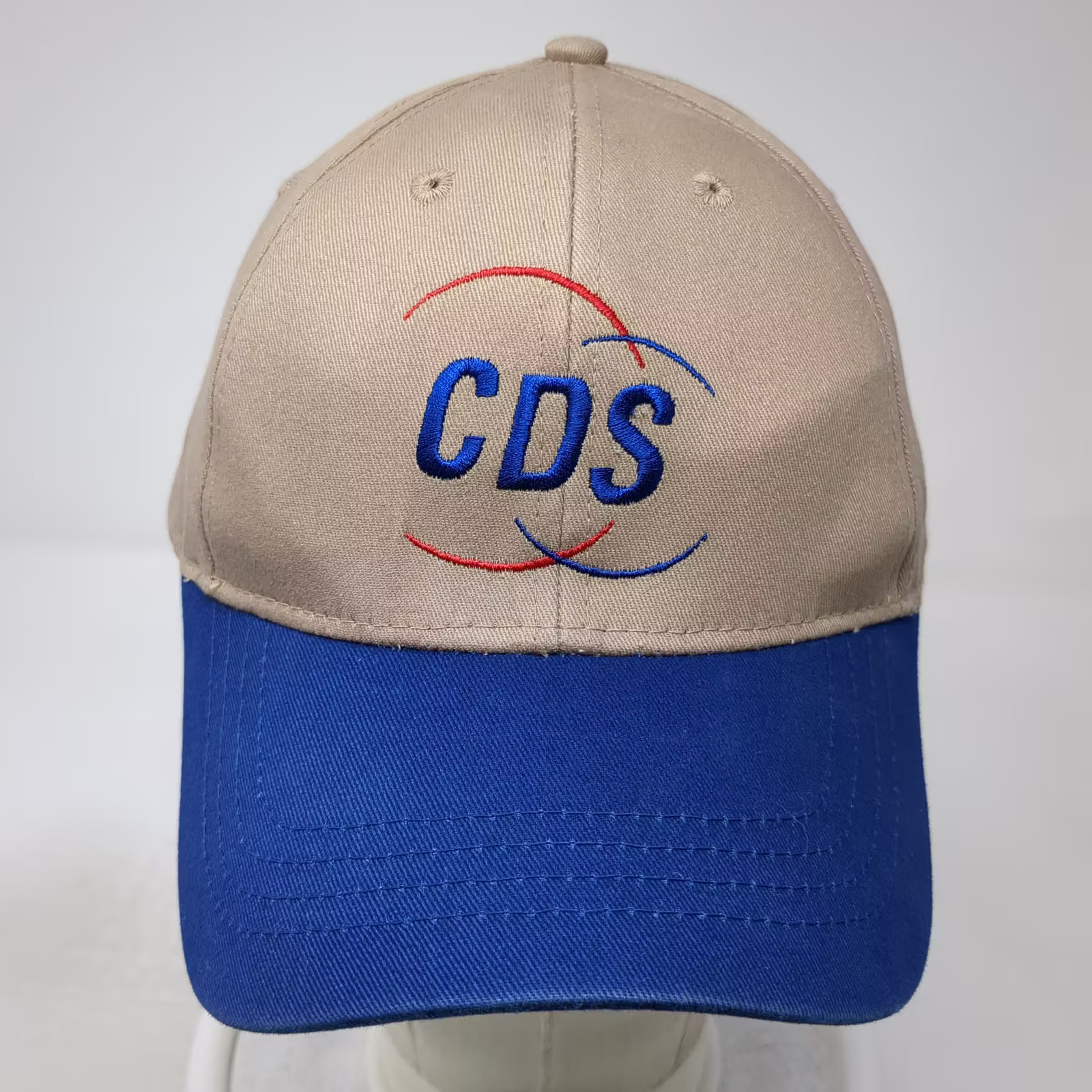 Beige Blue CDS Embroidered Adjustable Two Tone Baseball Cap One Size Hat