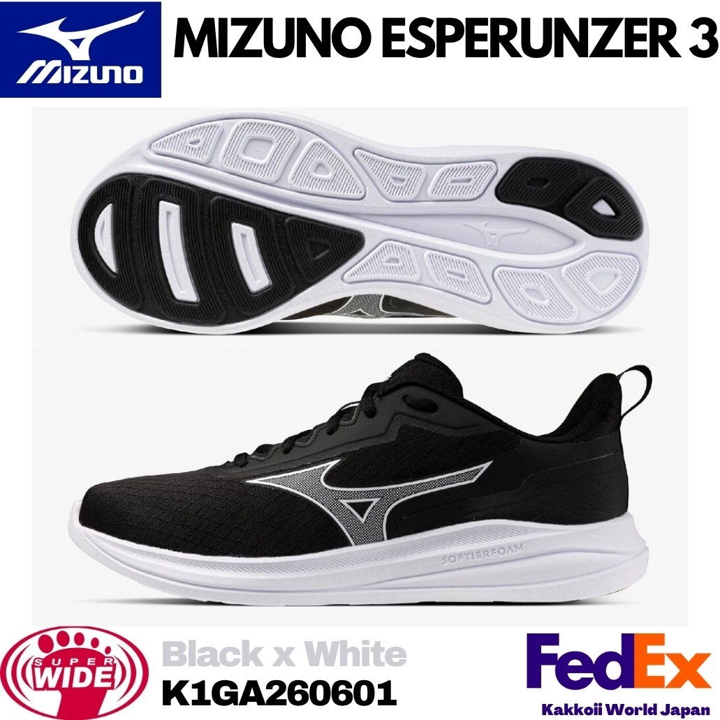 Mizuno Running shoes MIZUNO ESPERUNZER 3 Black / White K1GA260601 SUPER WIDE