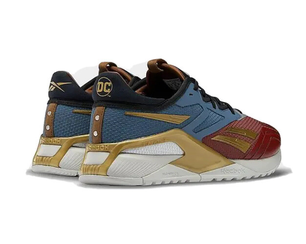 Men Reebok DC Comics Wonder Woman Nano X2 Training Shoes Red Blue Gold HQ4585