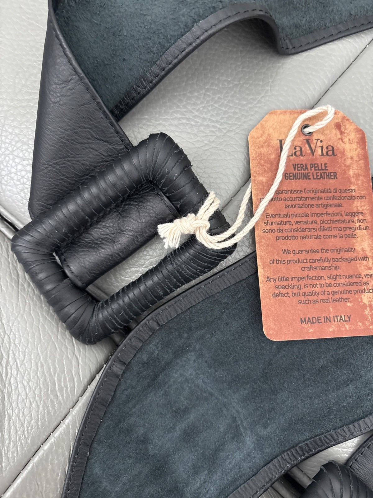 La Via Firenze/ Italian Genuine Leather Belt/ women / black/ M/L