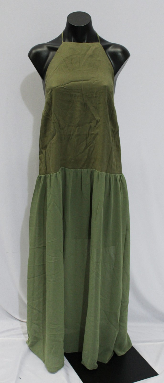 Asos Design Women’s Halter Trapeze Cupro & Chiffon Maxi Dress AC2 Green Size: 6