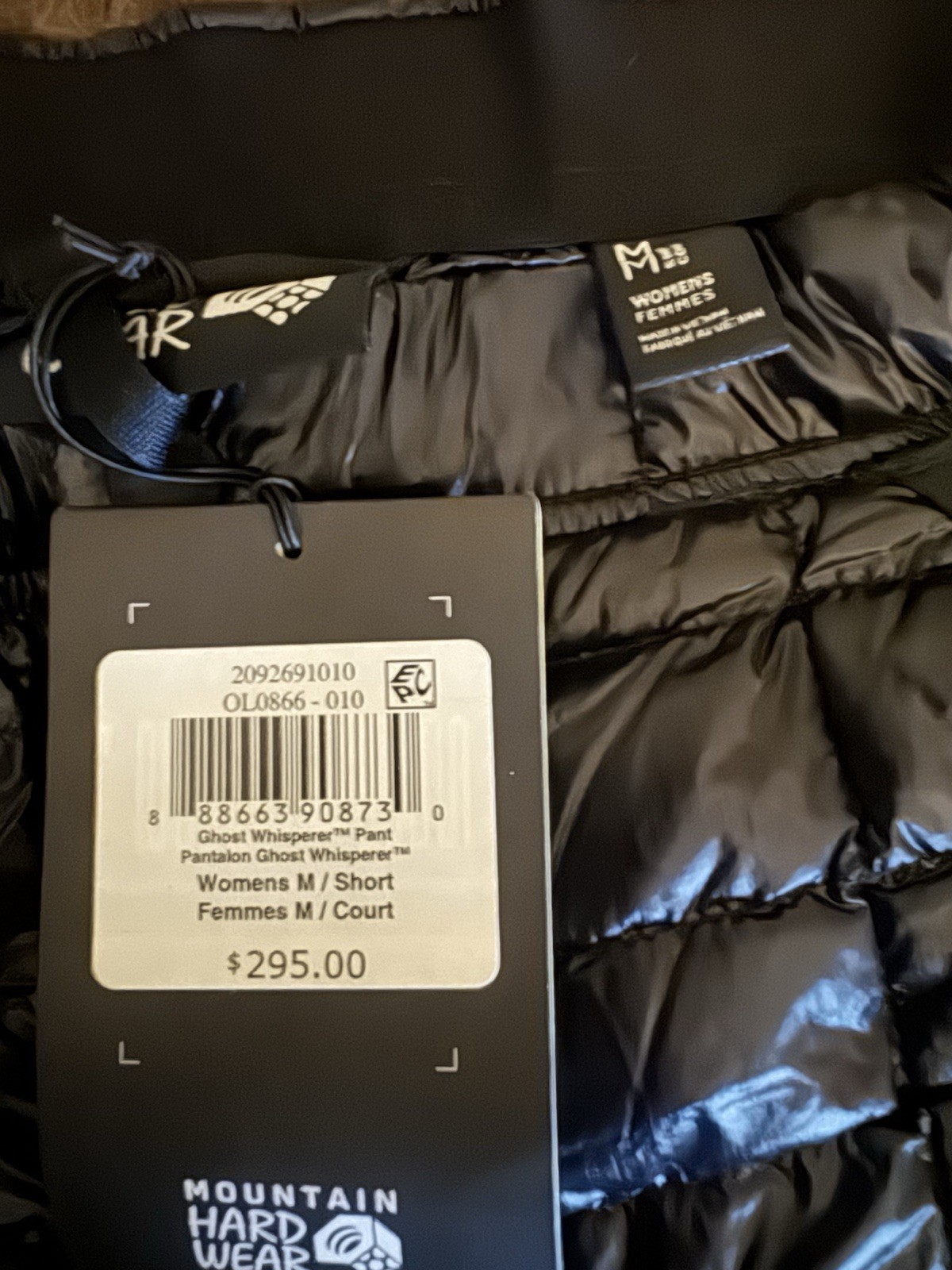 Mountain Hardwear Ghost Whisperer Down Pants Womens M – Short – Black 800 NEW