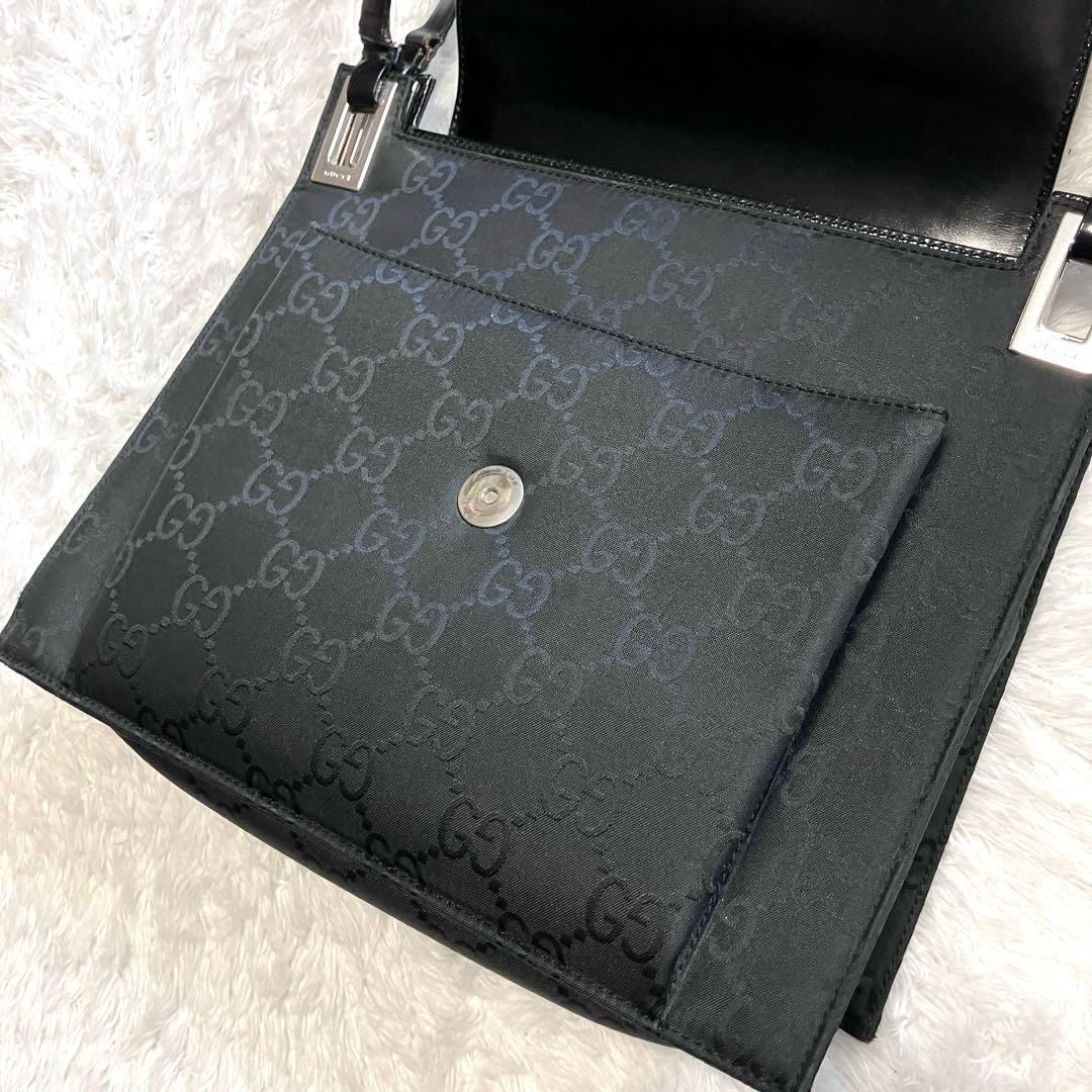 Gucci Shoulder Bag GG Pattern Leather Jacquard Woven Canvas