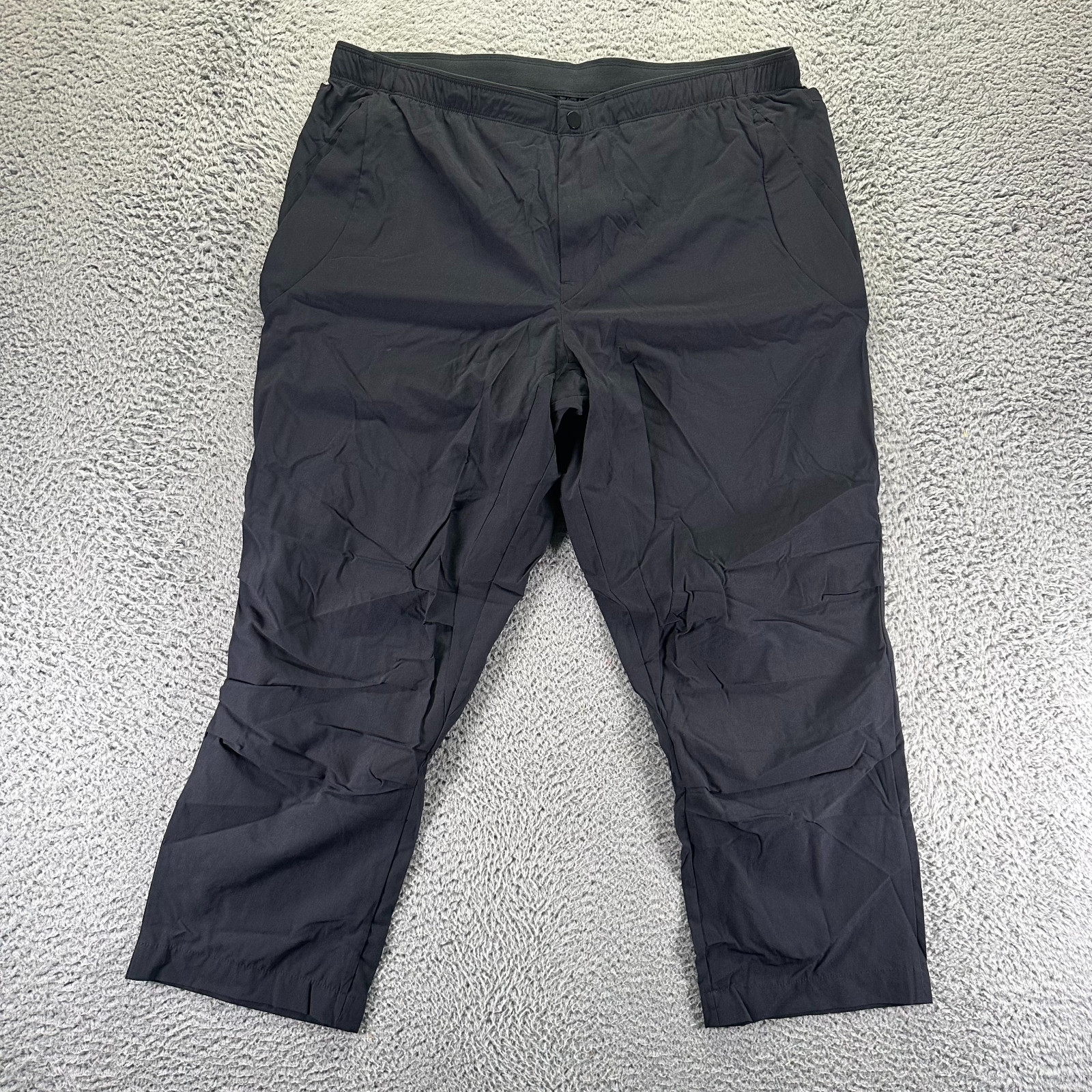 Paskho Pant Mens XL Black Nylon Windbreaker Straight Hiking Gorpcore Stretch