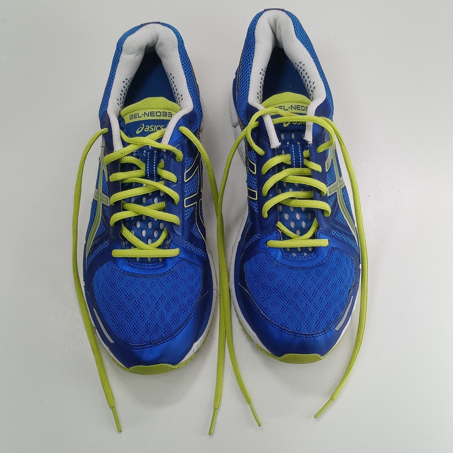Asics Gel-Neo33 Men’s Running Shoes Blue Lime Green T222N Sneakers Size 10