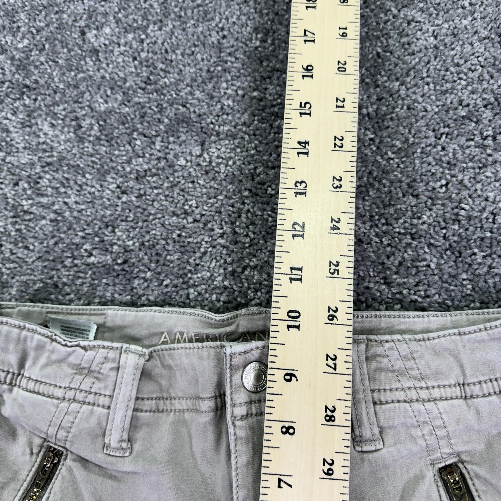 American Eagle Jeans Womens 8 Beige Pink Super Hi Rise Jegging Ankle Zip Stretch