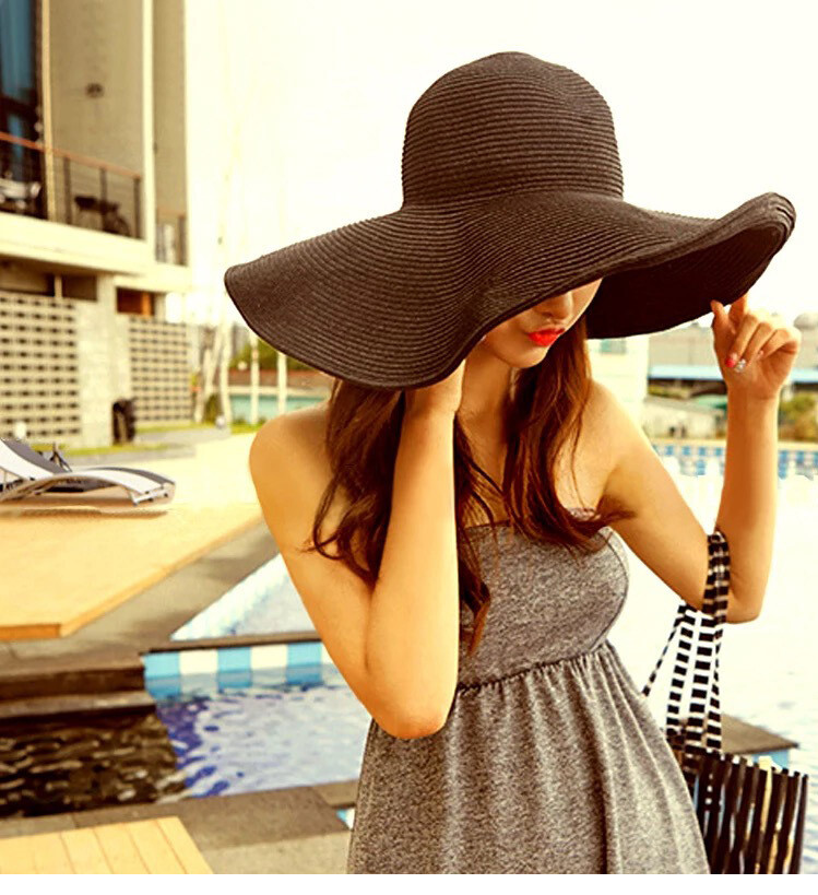 Women’s Summer Large Floppy Folding Wide Brim Cap Sun Straw Beach Hat USA