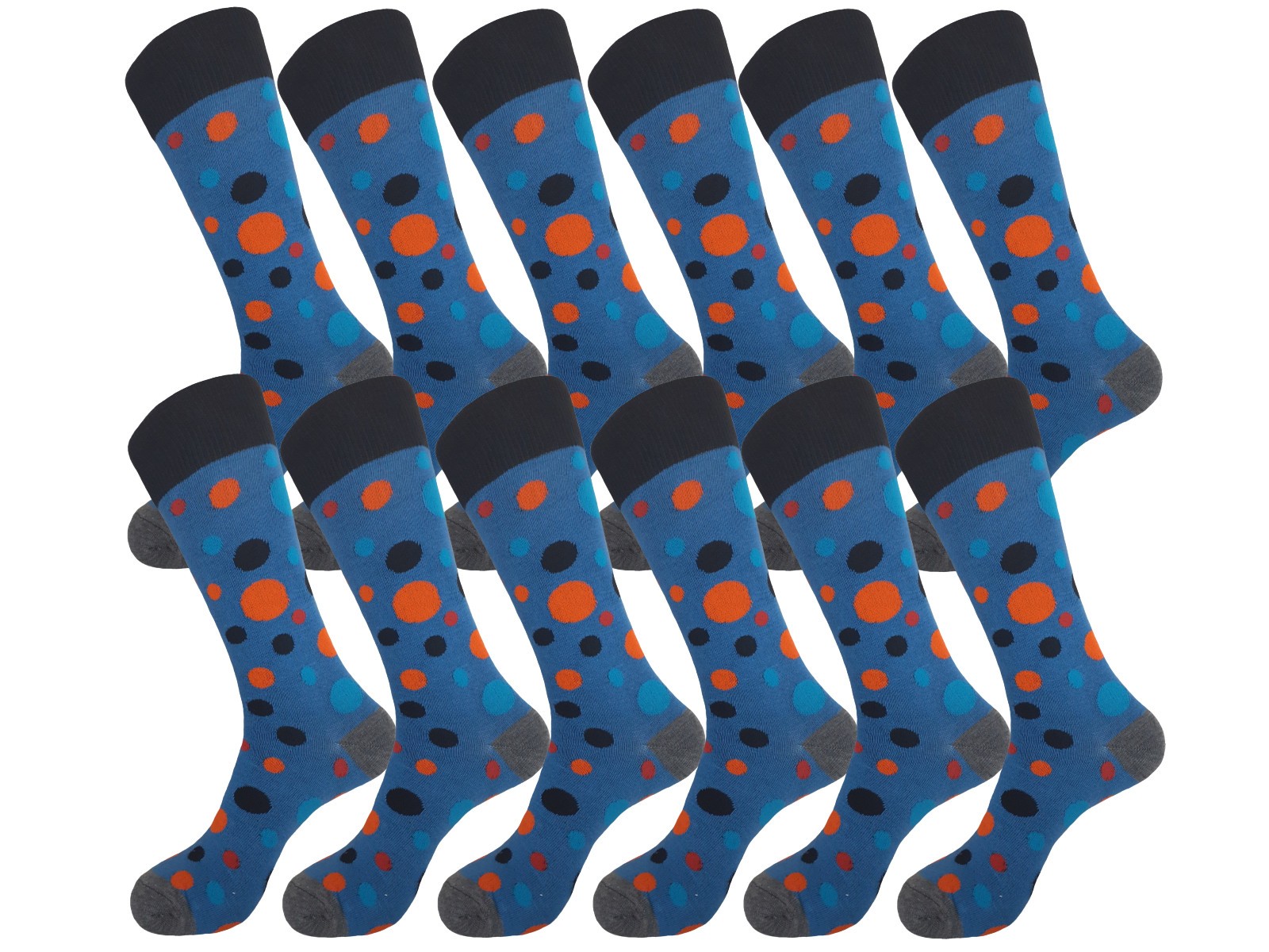 BLUE MULTICOLOR POLKA DOT COTTON NOVELTY DRESS SOCKS 10-13 TRUE TO SIZE