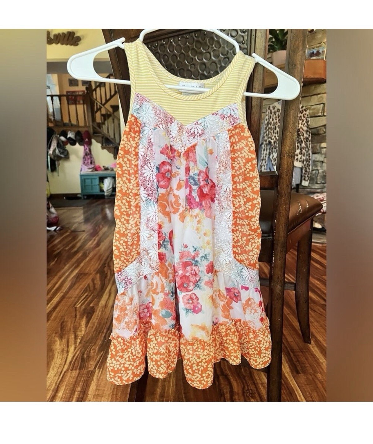 JONA MICHELLE Girls Sundress Chiffon Floral Striped Lace